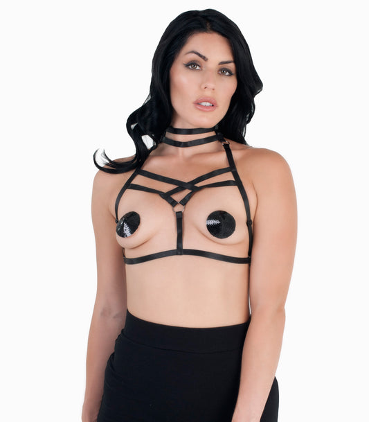 BRA0455 Intricate Harness Style Bralette  - Club X