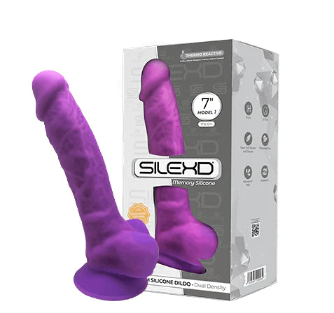 Silexd – Model 1 Thermo-Reactive Silicone 7″ Dong With Balls (Purple)  - Club X