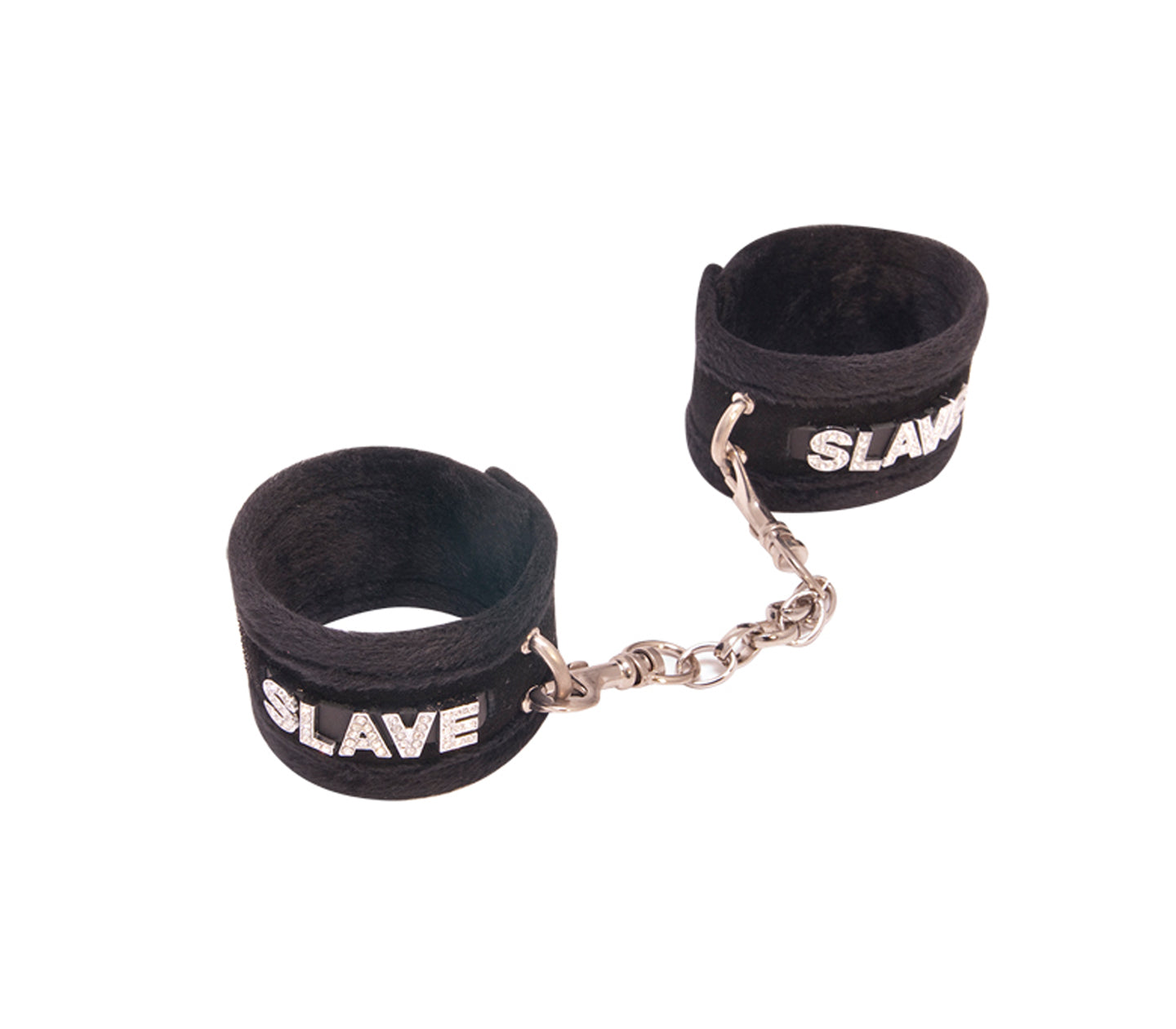 Han016B Fluffy Diamanté Slave Wrist Restraints Black - Club X