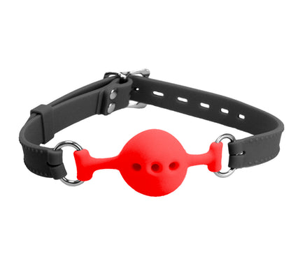 Gag011A Silicone Gag W/ Petite Breathable Ball Black/Red - Club X
