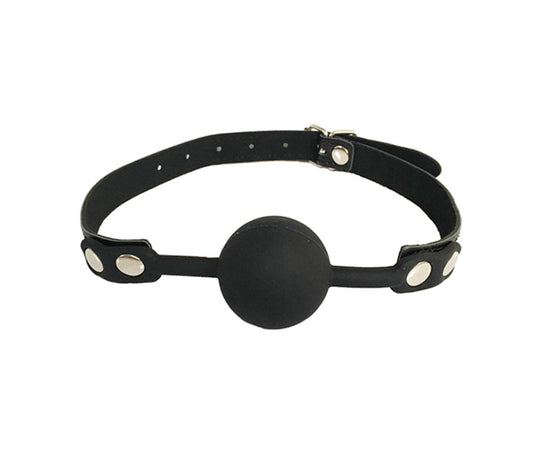 Gag006 Faux Leather Gag With Silicone Ball Black - Club X