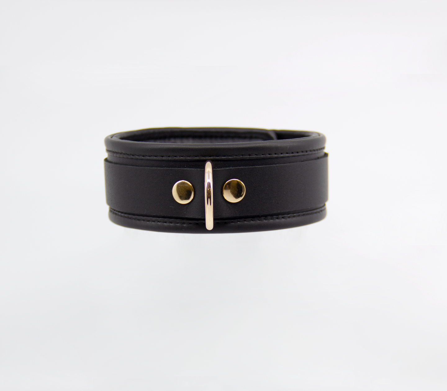 Col048 Leather Collar With Coloured Hardware Gold - Club X