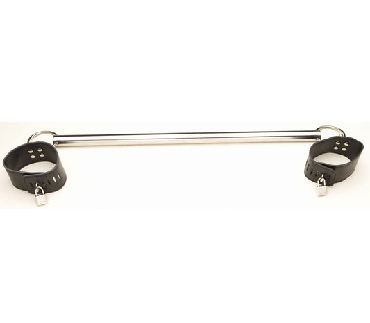 SHA006 Metal Spreader Bar w/ Lockable Edge Machined Leatherette Cuffs  - Club X