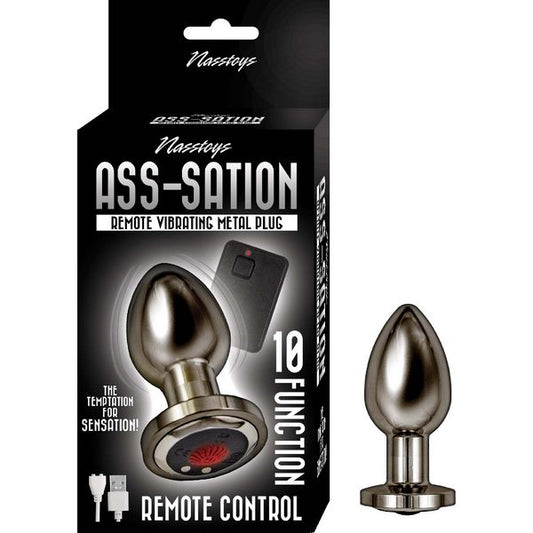 Ass-Sation Remote Vibrating Metal Plug - Black  - Club X