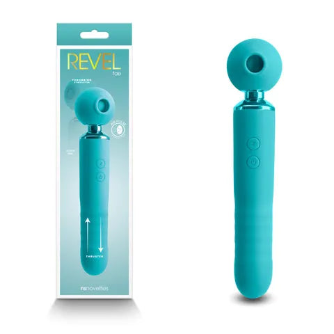 Revel Fae - Teal 19.5 Cm Usb Rechargeable Thrusting Massage Wand W/ Air Pulsation  - Club X
