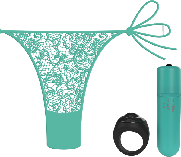 Vibrating Panty Set W/ Remote Ring 4T High Pitch Treble - Black  - Club X