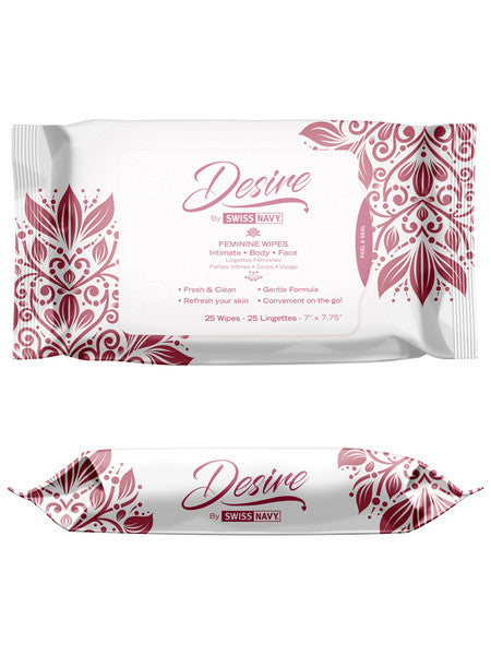 Desire Unscented Feminine Wipes 25ct/6ct Display Box  - Club X