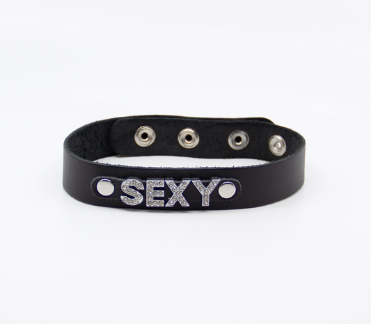 COL010A Diamanté Word Collar Sexy Black  - Club X