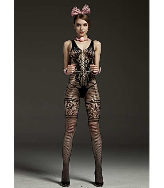 Lin7098 Crotchless Lace Design Bodystocking  - Club X