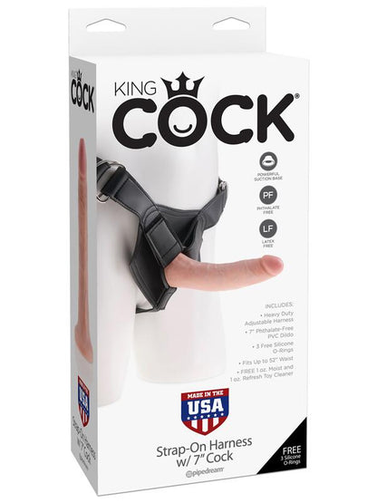 King Cock Strap-on Harness with 7 inches Cock Flesh Dildo Pipedreams