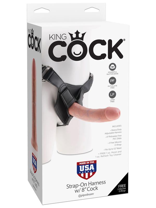 King Cock Strap-on Harness with 8 inches Cock Flesh Dildo Pipedreams