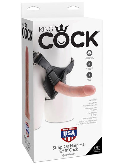 King Cock Strap-on Harness with 8 inches Cock Flesh Dildo Pipedreams