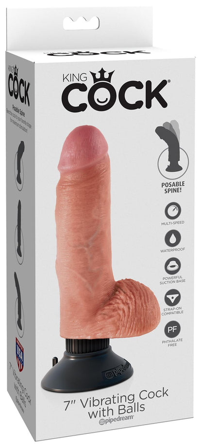 King Cock 7'' Vibrating Cock with Balls Pipedreams