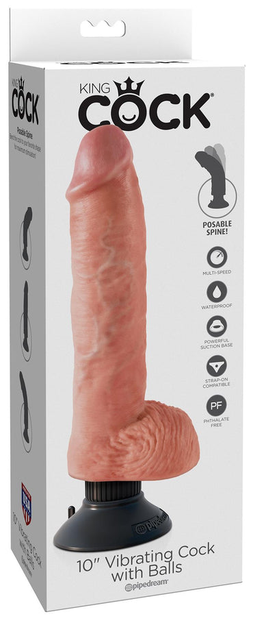 King Cock 10'' Vibrating Cock with Balls Pipedreams