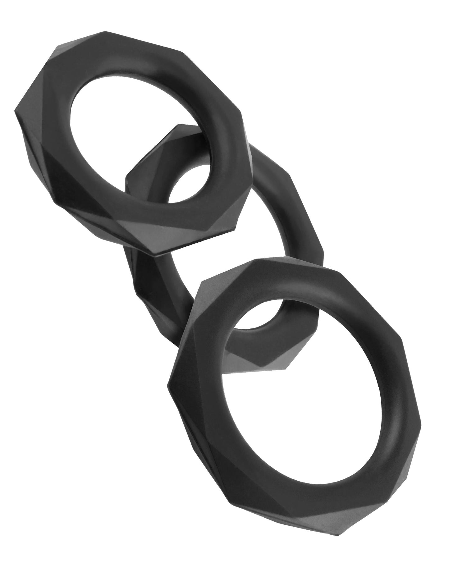 Fantasy C-Ringz Silicone Designer Stamina Set - Black Cock Rings - Set of 3 Sizes Pipedreams