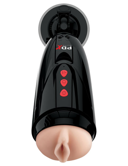 Pipedream Extreme Toyz Elite Dirty Talk Starter Stroker - Flesh Vibrating Vagina Masturbator with Suction Cup & Sound Effects Pipedreams