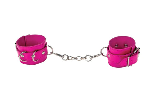 Ouch! Leather Cuffs For Hand & Ankles Pink - Club X