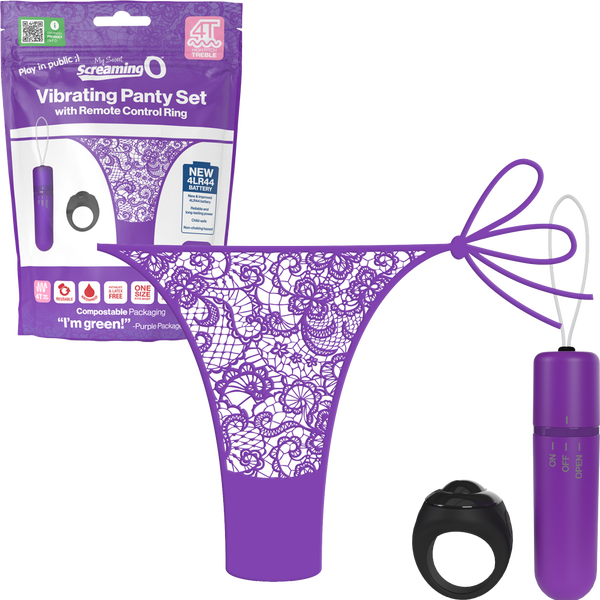 Vibrating Panty Set W/ Remote Ring 4T High Pitch Treble - Black  - Club X