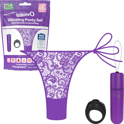 Vibrating Panty Set W/ Remote Ring 4T High Pitch Treble - Black  - Club X
