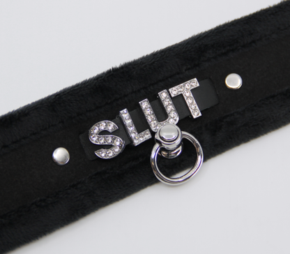 Col016C Diamanté Word Collar Slut  - Club X