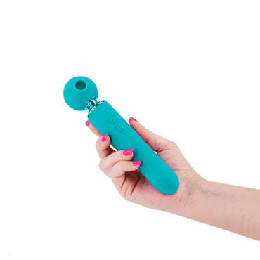 Revel Fae - Teal 19.5 cm USB Rechargeable Thrusting Massage Wand w/ Air Pulsation  - Club X