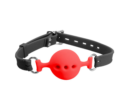 Gag011 Silicone Gag With Breathable Ball Black/Red - Club X