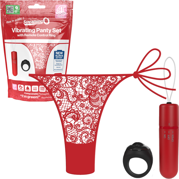 Vibrating Panty Set W/ Remote Ring 4T High Pitch Treble - Black  - Club X