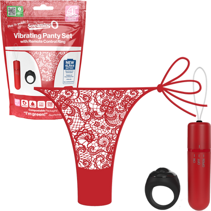 Vibrating Panty Set W/ Remote Ring 4T High Pitch Treble - Black  - Club X