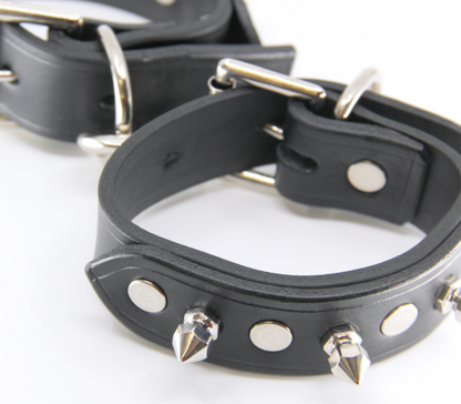 Han006 Unlined Leather Wrist Restraints With Dog Spikes  - Club X