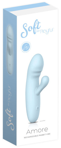 Soft By Playful Amore Rechargeable Rabbit Vibrator Blue - Club X