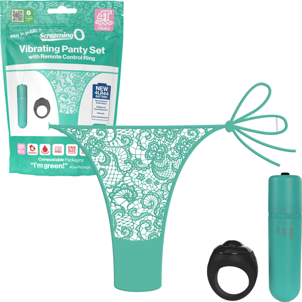 Vibrating Panty Set W/ Remote Ring 4T High Pitch Treble - Black  - Club X