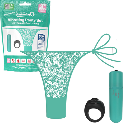 Vibrating Panty Set W/ Remote Ring 4T High Pitch Treble - Black  - Club X