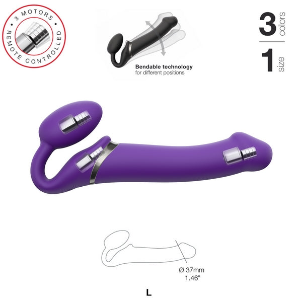 Strap-on-me Vibrating Bendable Strap-on - Size L, Purple  - Club X