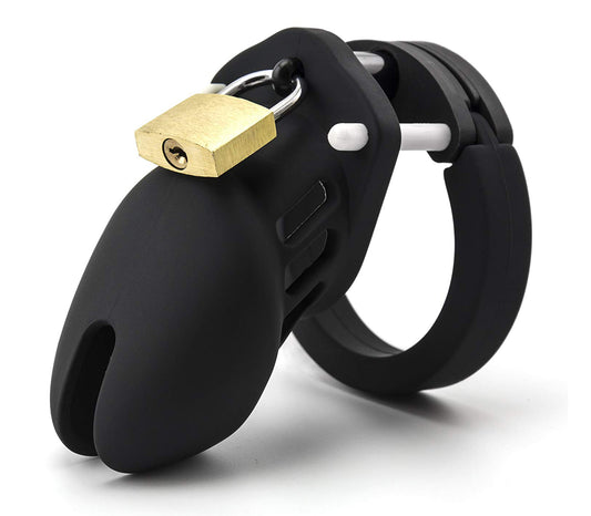 Lil Cockcage 009 Silicone Cock Cages w/ Interchangeable Rings Black Short - Club X