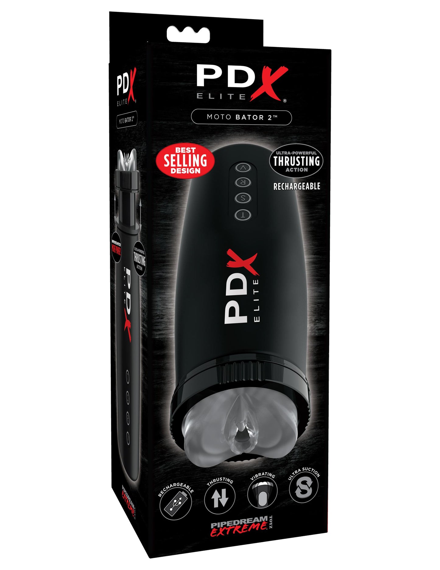 Pipedream Extreme Toyz Elite Motobator 2 - Black USB Rechargeable Powered Masturbator Pipedreams