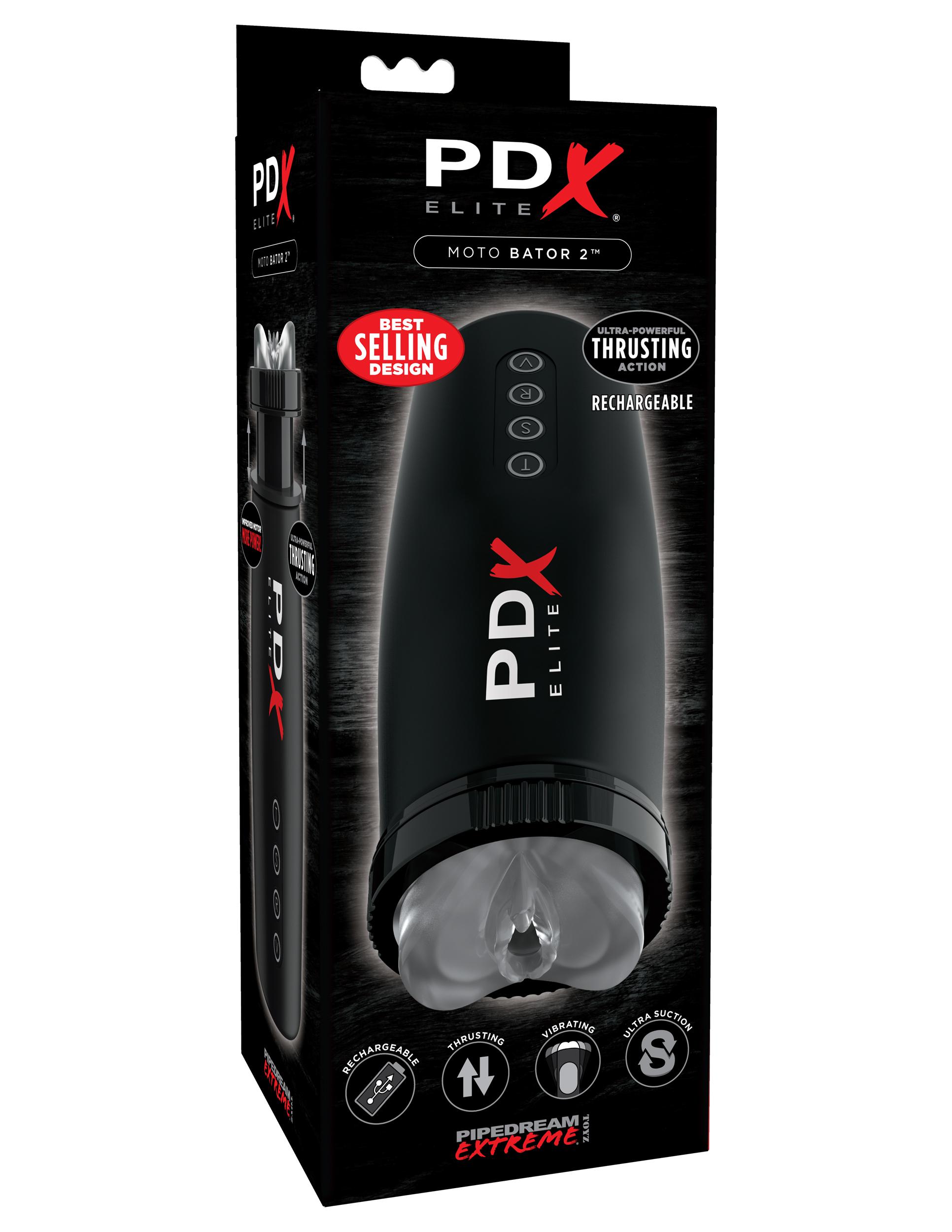 Pipedream Extreme Toyz Elite Motobator 2 - Black USB Rechargeable Powered Masturbator Pipedreams