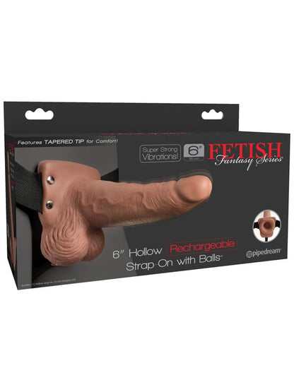 Fetish Fantasy Series 6'' Hollow Rechargeable Strap-On with Balls Pipedreams