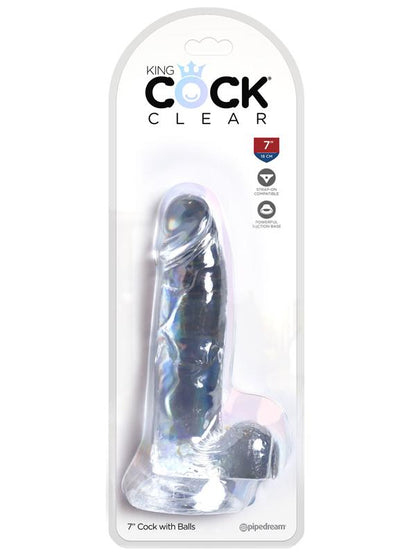 King Cock Clear 7'' Cock with Balls Pipedreams