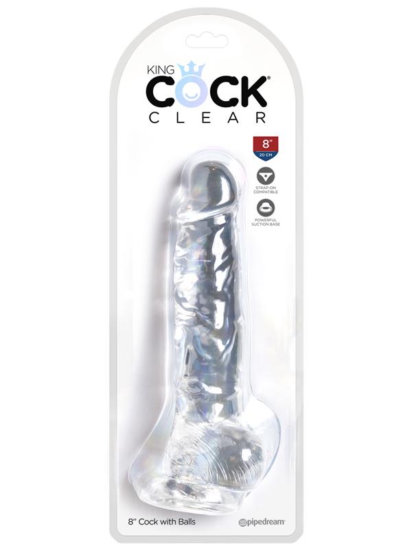 King Cock Clear 8'' Cock with Balls Pipedreams