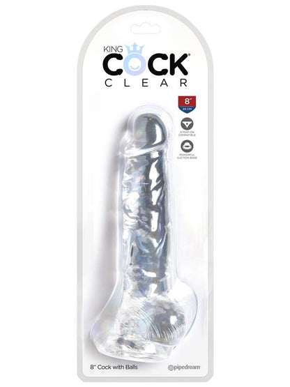 King Cock Clear 8'' Cock with Balls Pipedreams