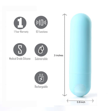 Maia Jessi - Teal Blue 7.6 cm USB Rechargeable Bullet Maia Toys