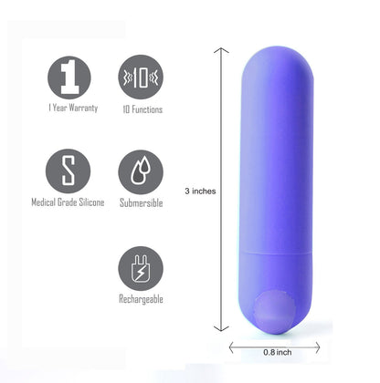 Maia Jessi - Purple 7.6 cm USB Rechargeable Bullet Maia Toys
