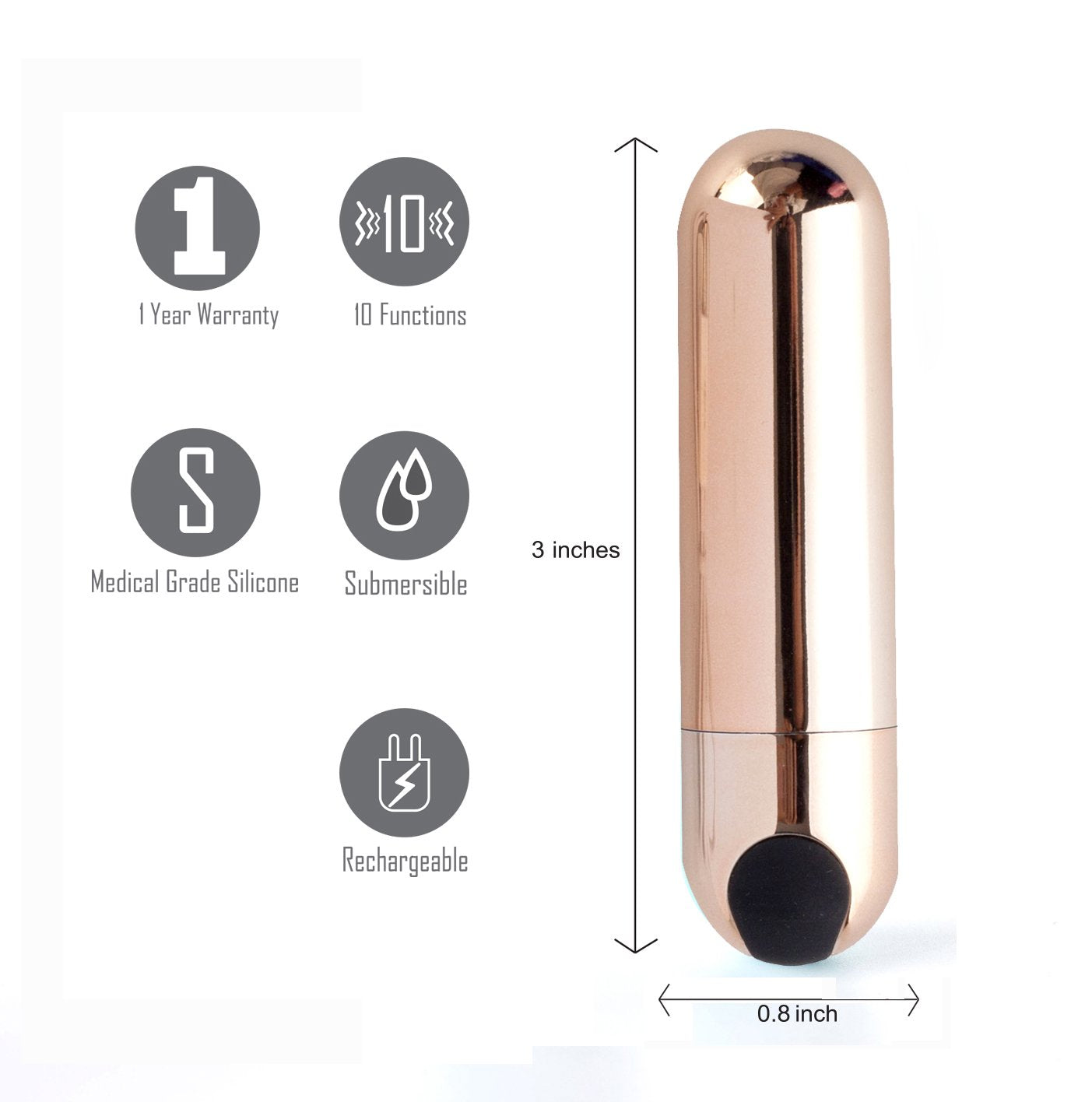 Maia Jessi - Rose Gold 7.6 cm USB Rechargeable Bullet Maia Toys