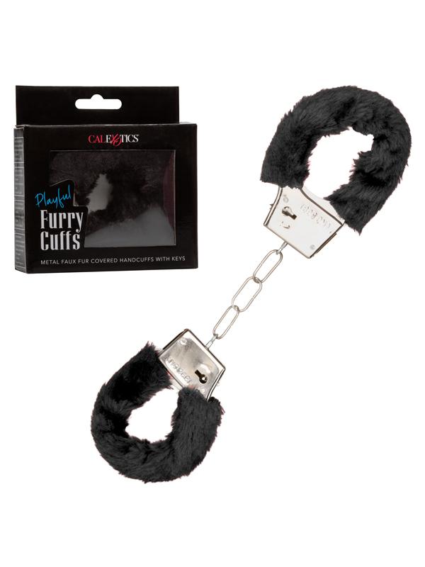 Playful Furry Cuffs Black Calexotics