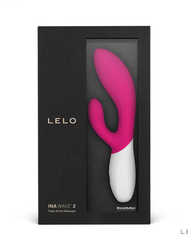 Lelo Ina Wave 2 Powerful Vibrator Wider Range Of Intensities Triple Action Massager - Cerise  - Club X
