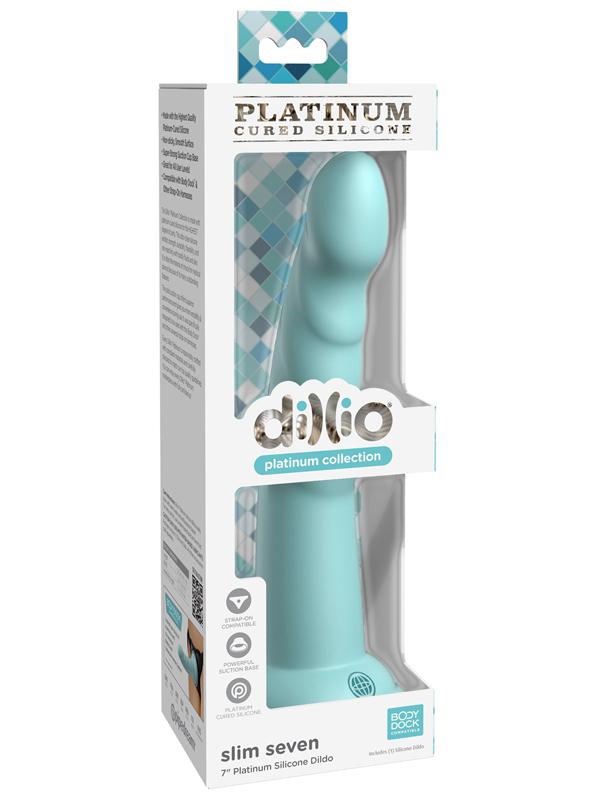 Dillio Platinum Slim Seven - Teal - Teal 17.8 cm (7'') Dong Pipedream