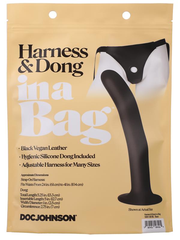 Harness & Dong In A Bag Black Doc Johnson