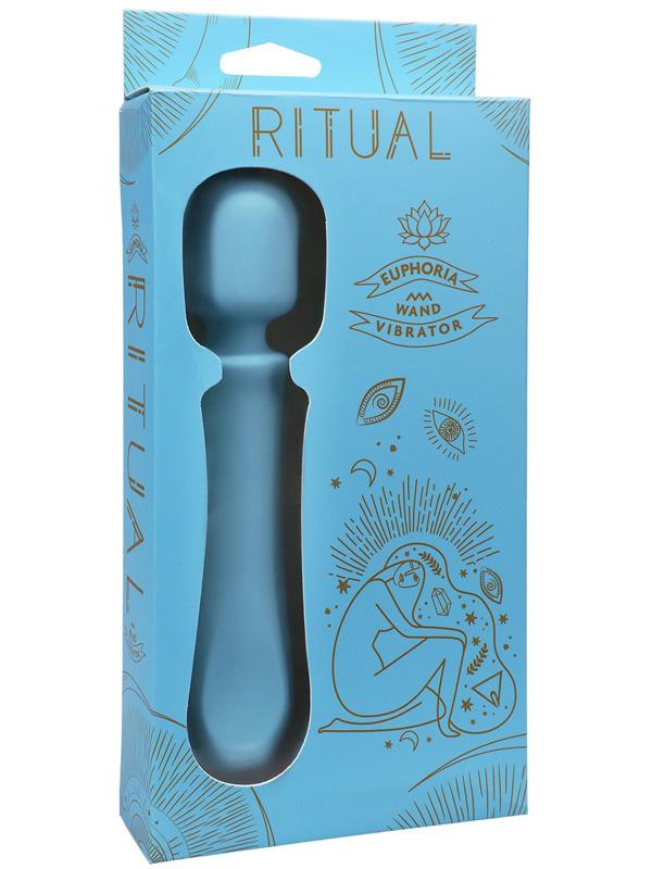 RITUAL Euphoria Rechargeable Silicone Wand Vibe Blue Doc Johnson