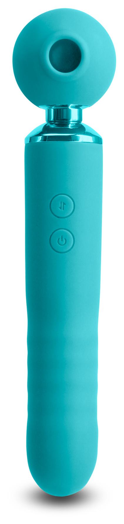 Revel Fae - Teal 19.5 cm USB Rechargeable Thrusting Massage Wand w/ Air Pulsation NS Novelties