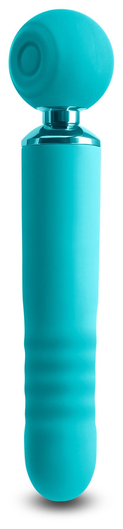 Revel Fae - Teal 19.5 cm USB Rechargeable Thrusting Massage Wand w/ Air Pulsation NS Novelties